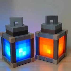 Pixelated Night Light Lantern Chargeable & Bigger Night Lamp Birthday Gift Kids Bedroom Decoration Gamer Room Decor image 2