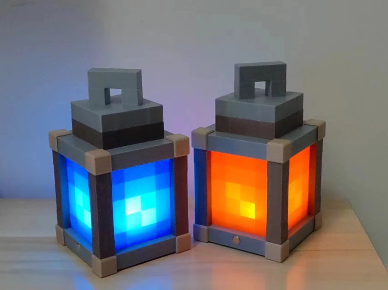 Linterna de luz nocturna pixelada recargable y más grande Regalo de cumpleaños de lámpara nocturna Decoración de dormitorio para niños Decoración de sala de jugadores imagen 2