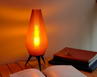 AMBER ROCKET LAMP | sustainable, retro mid century modern, 3D printed lamp