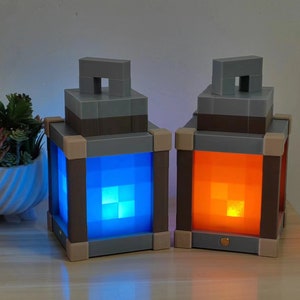 Pixelated Night Light Lantern Chargeable & Bigger Night Lamp Birthday Gift Kids Bedroom Decoration Gamer Room Decor image 5