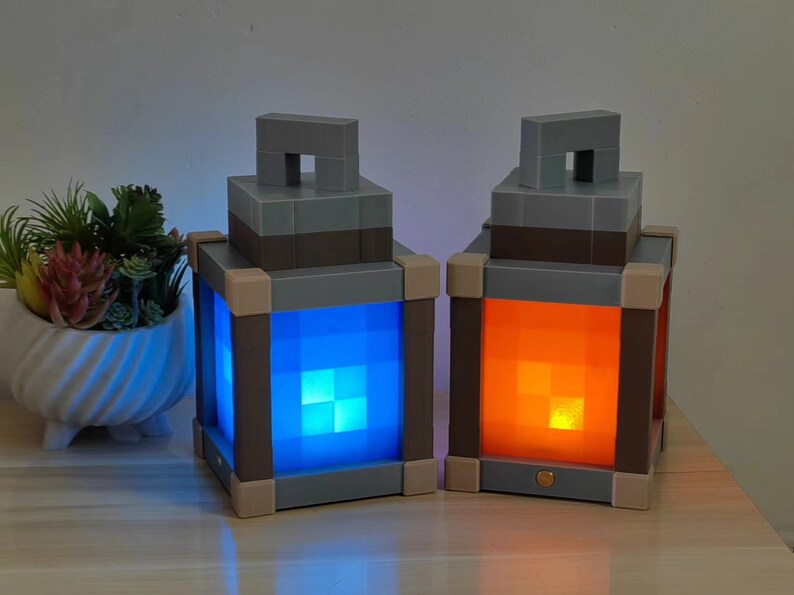 Pixelated Night Light Lantern Chargeable & Bigger Night Lamp Birthday Gift Kids Bedroom Decoration Gamer Room Decor image 5