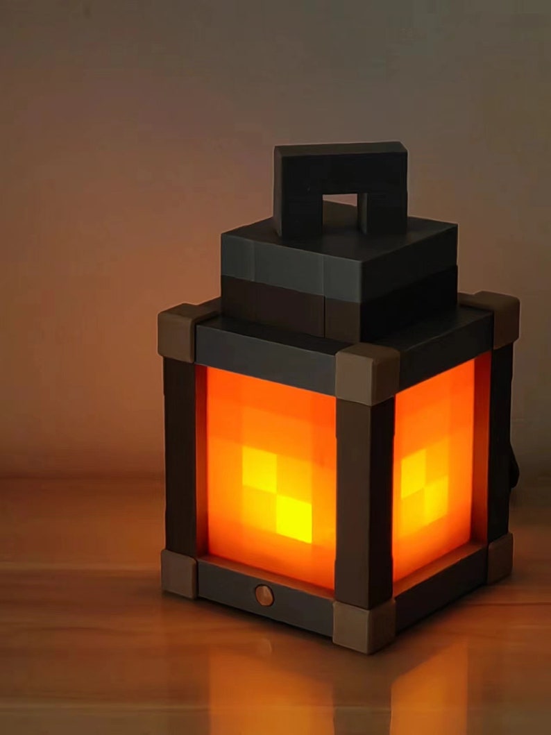 Pixelated Night Light Lantern Chargeable & Bigger Night Lamp Birthday Gift Kids Bedroom Decoration Gamer Room Decor Pixelated