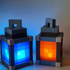 Pixelated Night Light Lantern Chargeable & Bigger Night Lamp Birthday Gift Kids Bedroom Decoration Gamer Room Decor image 6