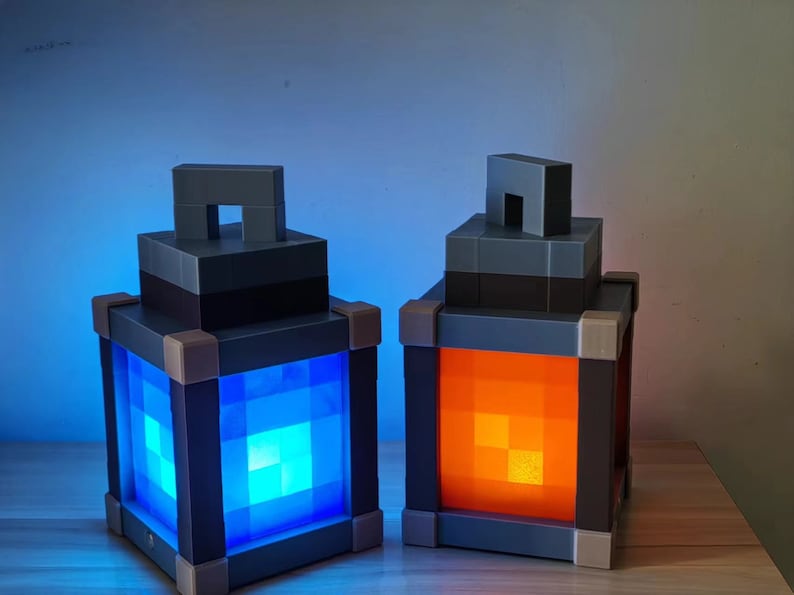 Pixelated Night Light Lantern Chargeable & Bigger Night Lamp Birthday Gift Kids Bedroom Decoration Gamer Room Decor image 6