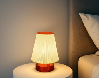 3D Printed Bedside Lamp: Eco-Friendly Amber PLA Nightstand, LED Included
