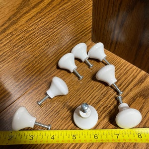 8 White Wood knobs cabinet handle pulls doors drawers