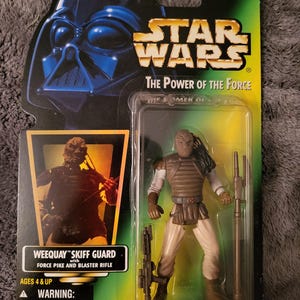 Star Wars The Power Of The Force Weequay Skiff Guard with force pike and blaster rifle. 1996 Kenner New/Unopened.