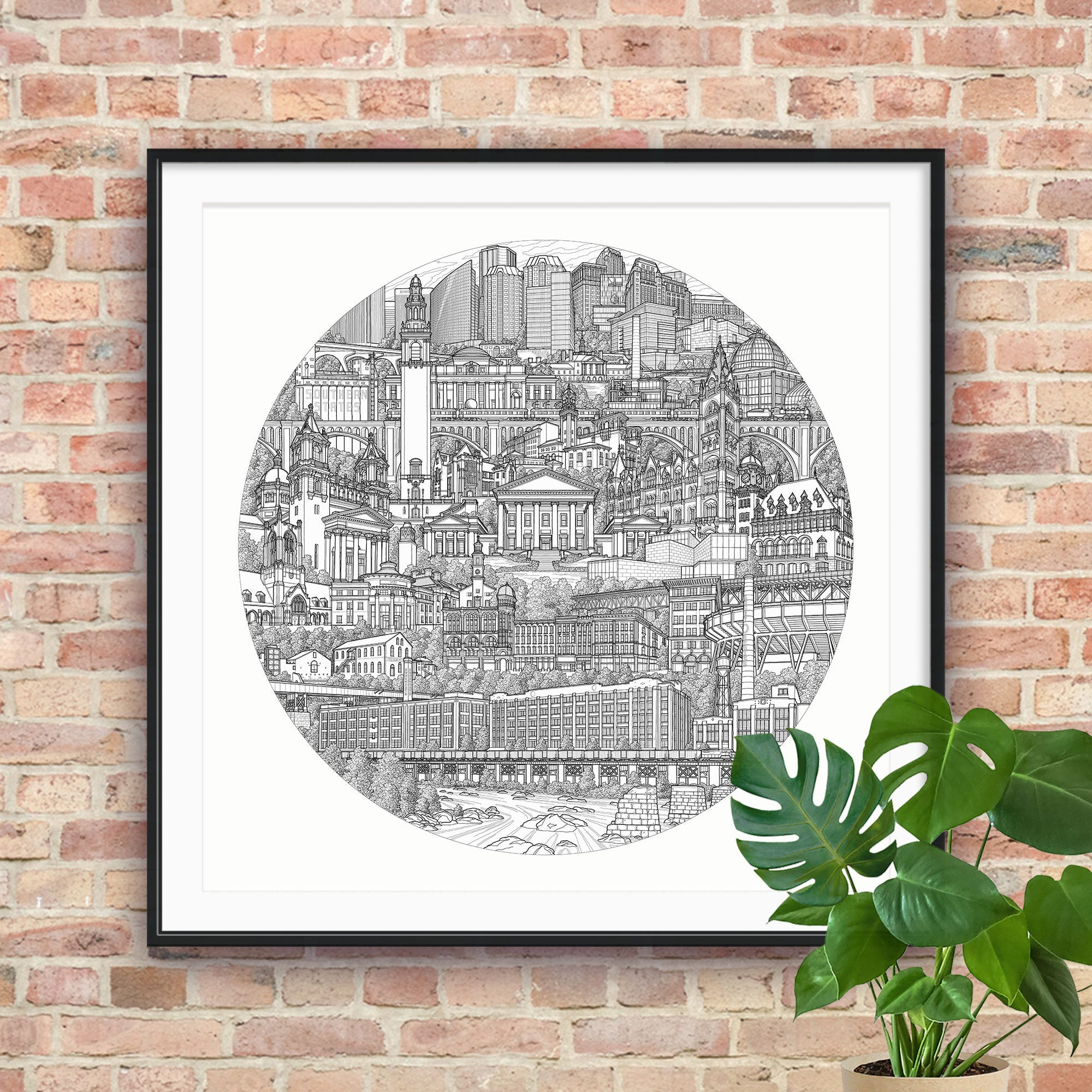 Virginia Statehouse At Night Black & White Wall Art. Richmond Black And