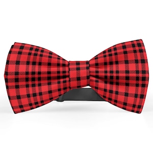 Bow tie for men, Pocket Square, Kids Bowtie, Toddler Bow Ties, Bowties for him, Novelty and Neckwear Bow Tie (Red Plaid Pattern)