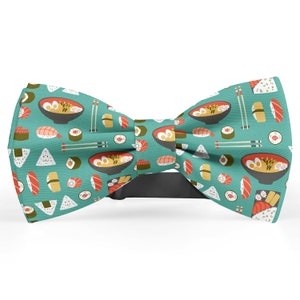 Bow tie for men, Pocket Square, Kids Bowtie, Toddler Bow Ties, Bowties for him, Novelty and Neckwear Bow Tie(Cute Sushi Nigiri)