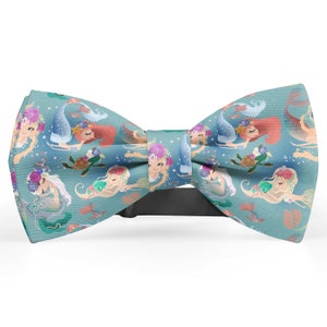 Bow tie for men, Pocket Square, Kids Bowtie, Toddler Bow Ties, Bowties for him, Novelty and Neckwear Bow Tie (Beautiful Mermaids)
