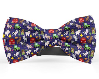 Bow tie for men, Pocket Square, Kids Bowtie, Toddler Bow Ties, Bowties for him, Novelty and Neckwear Bow Tie (Barnyard Farm Animal)