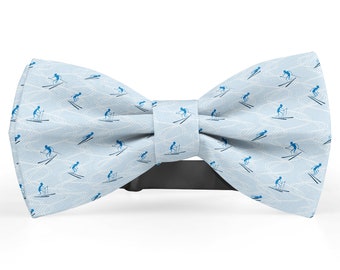 Bow tie for men, Pocket Square, Kids Bowtie, Toddler Bow Ties, Bowties for him, Novelty and Neckwear Bow Tie (Skiers Skiing)