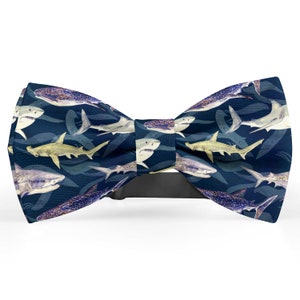 Bow tie for men, Pocket Square, Kids Bowtie, Toddler Bow Ties, Bowties for him, Novelty and Neckwear Bow Tie (Realistic Sharks)