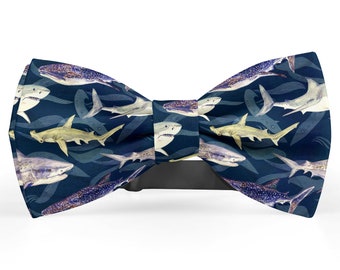 Bow tie for men, Pocket Square, Kids Bowtie, Toddler Bow Ties, Bowties for him, Novelty and Neckwear Bow Tie (Realistic Sharks)