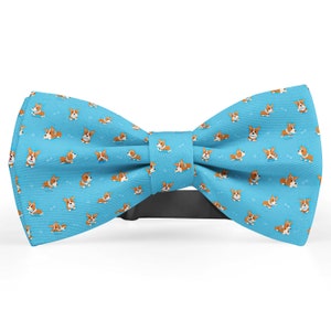 Bow tie for men, Pocket Square, Kids Bowtie, Toddler Bow Ties, Bowties for him, Novelty and Neckwear Bow Tie (Cartoon Corgi)