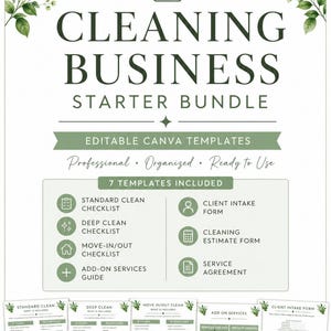 Paket med formulär för städföretag | Canva-mallar, checklistor och avtal (digital nedladdning)