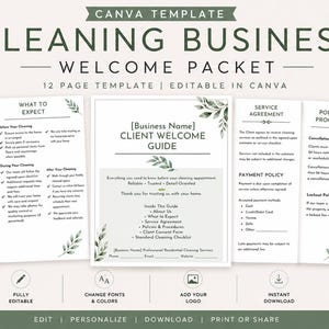 Cleaning Business Welcome Packet | Client Guide, Service Agreement (Canva Template)