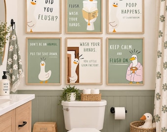 Funny Goose Bathroom Prints | Kids Bathroom Decor (Digital Download)