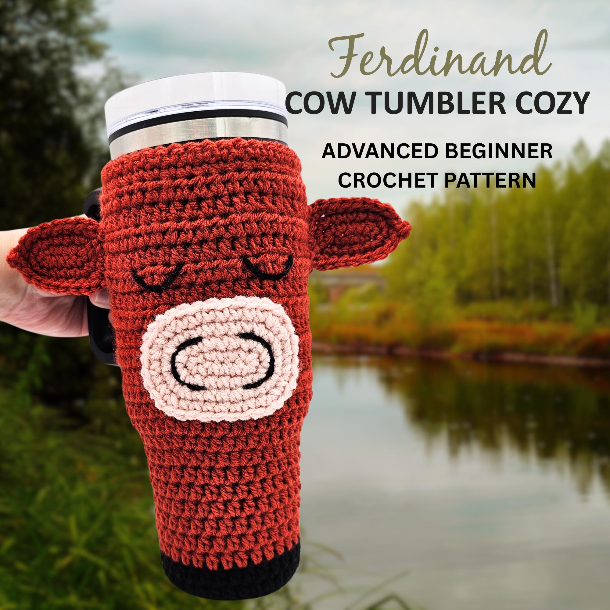 Cow Tumbler Cozy Crochet Pattern | Cup Sleeve PDF | Farm Animal