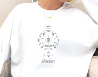 Gemini Sweatshirt, Zodiac Astrology Gift for Her, Gemini Crewneck, Zodiac Sweatshirt, Spiritual Gift, for Woman, Astrology Sweatshirt