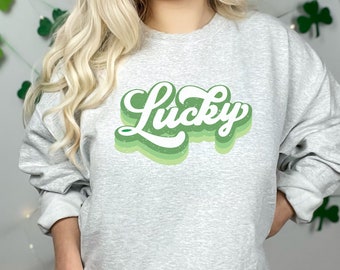 Sweat-shirt porte-bonheur, chemise Saint-Patrick, chemise Saint Pattys, sweat-shirt porte-bonheur rétro, porte-bonheur, sweat-shirt Saint-Patrick, t-shirt porte-bonheur pour femme,