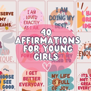 Affirmationskarten für Mädchen, Affirmationskarten für Mädchen zum Ausdrucken, Positive Affirmationskarten für Kinder, Mädchen-Achtsamkeit zum Ausdrucken