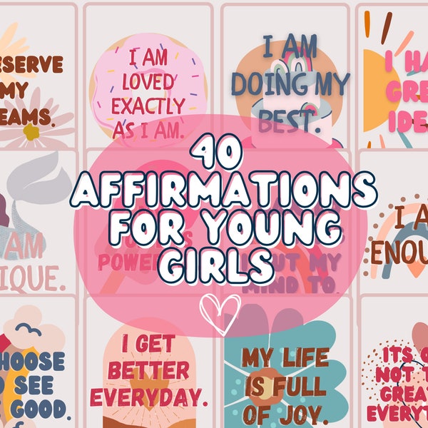 Affirmation Cards for Girls, Affirmation Cards for Girls Printable, Positive Affirmation Cards for Kids, Girls Boho Printable