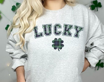 Plaid Lucky Shamrock Sweatshirt, St Pattys Day Shirt, Shamrock Sweatshirt, Retro Saint Pattys Shirt, Lucky Sweatshirt, St Patricks Day