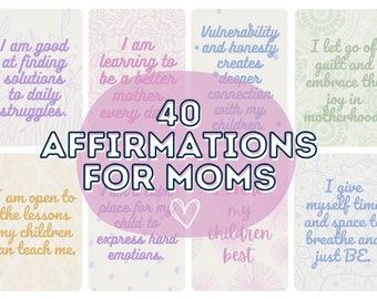 Motherhood Affirmation Cards Set, New Mama Affirmations, Postpartum Gift, Mindfulness Gift for Seasoned, New, and Expecting Moms, Wife Gift
