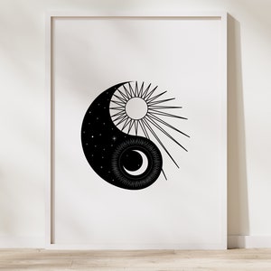 MOON AND SUN Art, Spiritual Printable Art, Sun Moon Wall Art, Yin Yang Art, Spiritual Wall Art, Trending Wall Art, Spiritual Wall Art