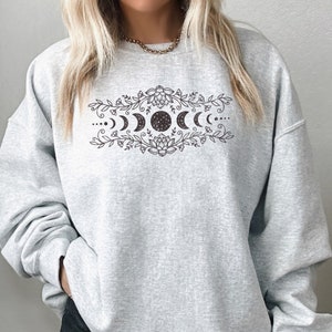 Moon Phase Sweatshirt, Moon Sweatshirt, Moon Phases Crewneck, Spiritual Sweatshirt, Women&#39;s Spiritual Shirt, Whole in Every Phase Shirt