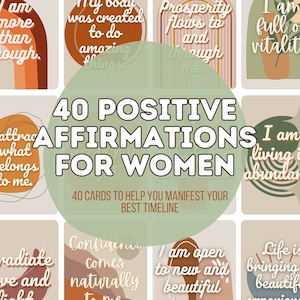 Positive Affirmation Cards for Women, Vision Board Printables, Digital Affirmation Cards, Boho Affirmation Cards Printable, Manifesting Kit