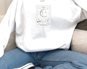 Sweat-shirt carte de tarot la lune, sweat-shirt spirituel pour femme, sweat-shirt ras du cou tarot, sweat-shirt la lune, sweat-shirt carte de tarot