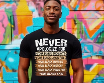 Nunca te disculpes, Mes de la Historia Afroamericana (SVG, PNG, Cricut, Sublimación, Descarga digital)