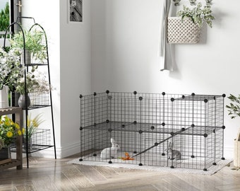 Customizable Playpen with Ramp for Small Animal Pets | 36 Panel C & C Cage for Guinea Pigs, Rabbits, Hedgehogs, puppies, kittens and More