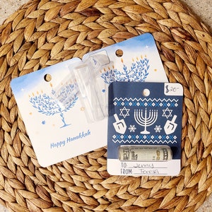 Kit cadeau en espèces - Baume à lèvres Kit de cartes avec pochette - Il suffit d'ajouter votre adhésif et d'y coller ! Cadeau DIY en espèces pour Hanoucca - Une façon créative de donner de l'argent !