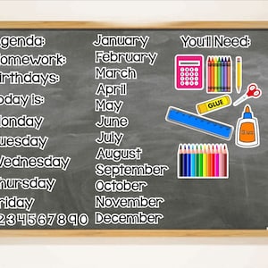 Classroom Labels, Whiteboard Magnets, Dry Erase Board Decals, Teacher Decals, Back to School, Calendar Labels, Chalkboard Labels