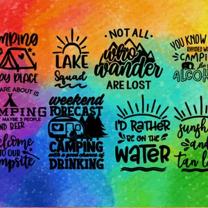 Camping Lake Bundle - ¡9 archivos digitales SVG Cut! Cortar archivos, Archivo vectorial digital, Cortar archivo para Cricut, Agua, Sunshine, Limpiar archivos de corte