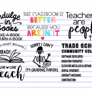 Teacher Bundle 7 SVG - Les enseignants sont aussi des personnes, École de métiers / Collège communautaire Salaires moyens dans SoCal, Live Love Teach, (Téléchargement numérique uniquement)