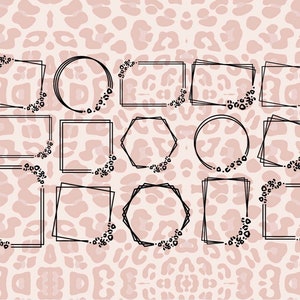 Moldura Leopard SVG - quadrado duplo, círculo duplo, retângulo duplo, hexágono duplo, moldura chita - somente arquivo de corte digital