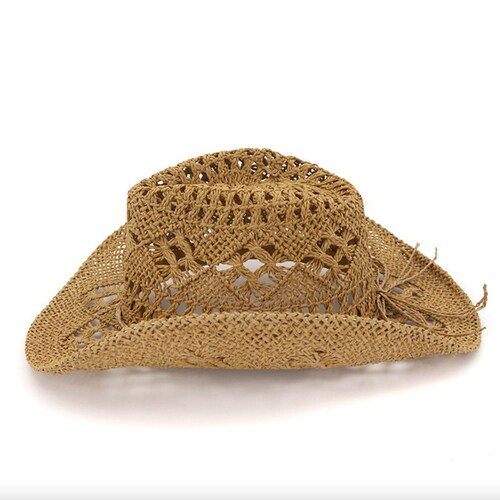 Hollowed Cowboy Hat Natural Straw Western Hat Outdoor Travel Etsy