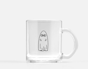 Ghost Mug | Spooktacles Ghost with Glasses Clear Glas Mug