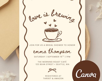 Love is Brewing Bridal Shower Invitation: Coffee Theme (Digital Download Canva Template