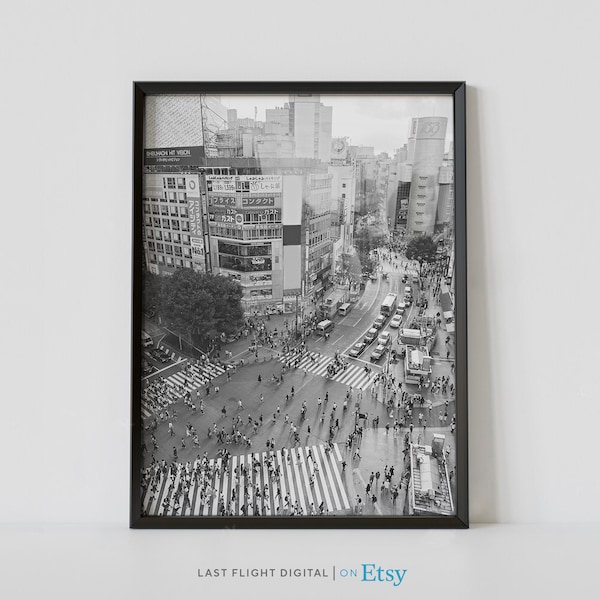 Japan Poster, Tokyo Print, Shibuya Crossing, Cityscape, Skyline, Tokyo Poster, Black and White Photo, City Streets, Japan Print, Downtown