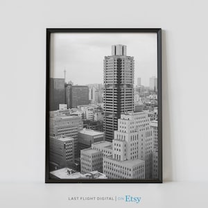 South Africa Poster, Johannesburg Poster, Downtown, Ariel, City Streets, Africa Art, Johannesburg Print, Black White Photography, Africa,