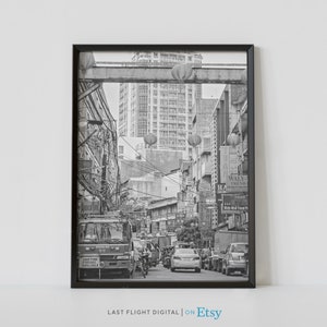 Philippines Poster, Manila Print, Binondo, Skyline, Cityscape, Manila Poster, Philippines Print, Black White Photo, Downtown, Chinatown