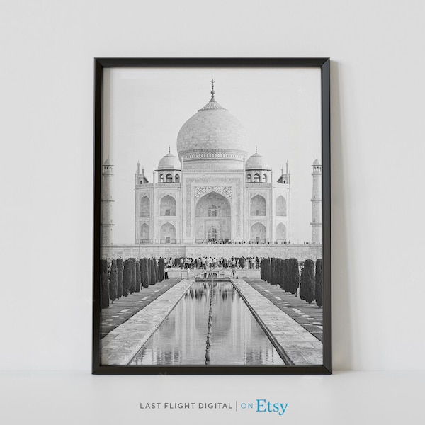 India Poster Print, Taj Mahal, Arga Poster, India Wall Art, Travel Poster, Asia Print, Black and White Photography, Mumbai, Monument, Decor