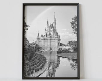 Orlando Poster, Florida Poster, Orlando Print, Black and White Photo, Magic Kingdom, Mickey Mouse, Florida Print, Castle, Disney Print, Art