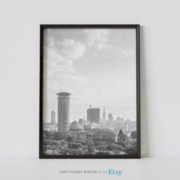 Kenya Print, Nairobi Poster, Business District, Kenya Poster, Nairobi Print, Black White Photography, Africa Print, Cityscape, Wall Decor